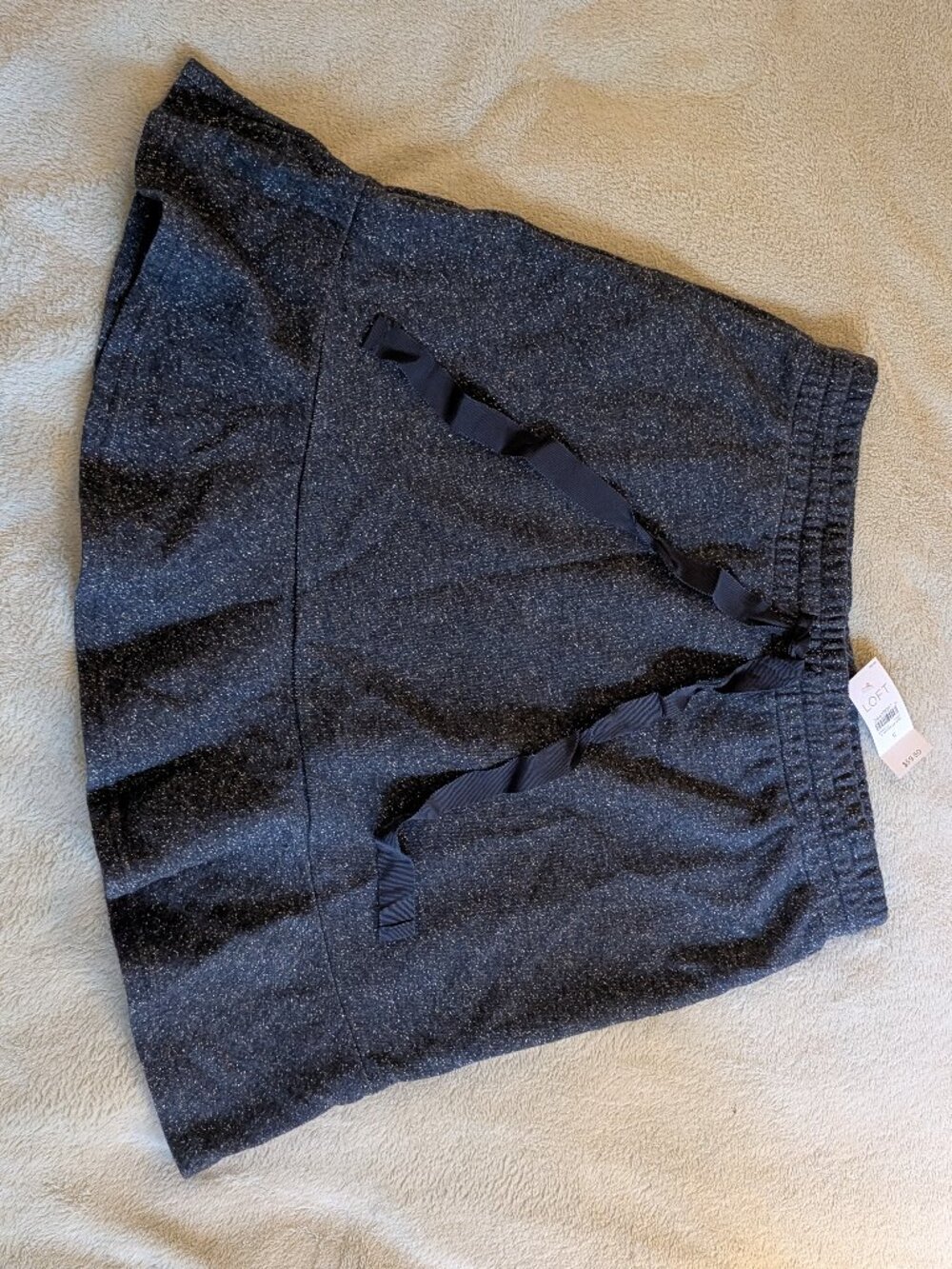 NEW WOMEN'S SKIRT LOFT S Small Dark Blue Black Sparkly Mini Short Tennis Ruffle